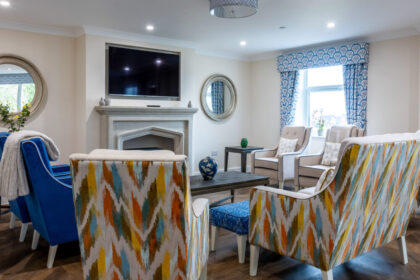 Lindley Park Care Home interior lounge and tv 2