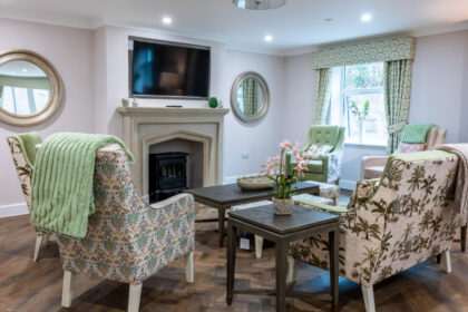Lindley Park Care Home interior lounge and TV